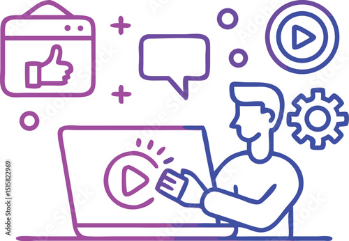 Video Content Creation & Digital Media – Modern Vector Illustration
