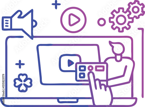 Video Content Creation & Digital Media – Modern Vector Illustration
