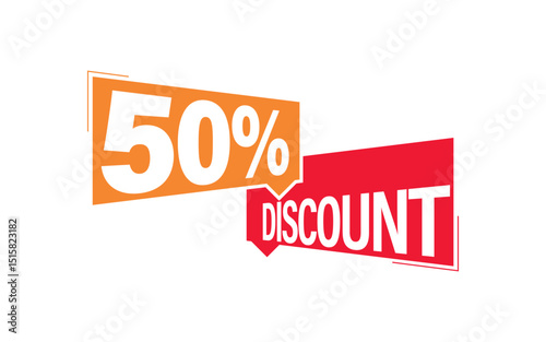 50% Discount Vector PNG Isolated on White Background, Sale Offer Transparent Design