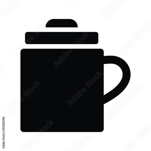 Coffee Pot Icon . A simple black silhouette of a coffee pot, featuring a minimalistic design with a curved spout and a lid handle.