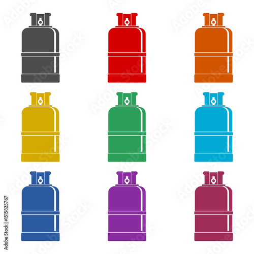 Propane gas tank icon isolated on white background. Set icons colorful