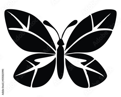 Butterfly Vector, Black Butterfly Silhouette Icon, Isolated Vector Graphic
