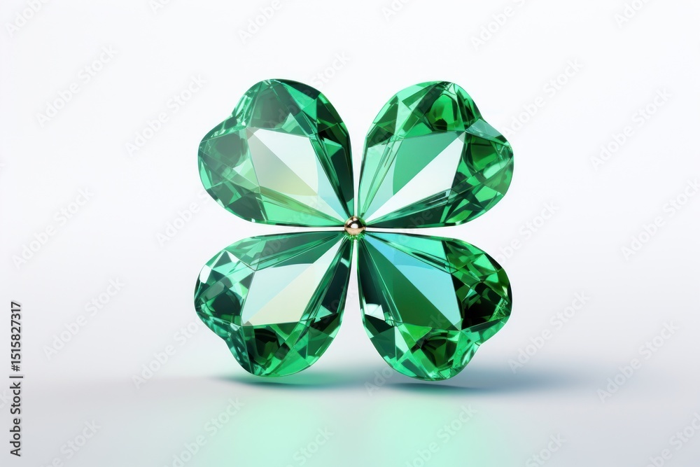 Fototapeta premium Clover leaf gemstone jewelry emerald.
