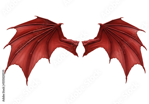 Crimson Dragon Wings A Pair of Fantasy Wings isolated on transparent baackground