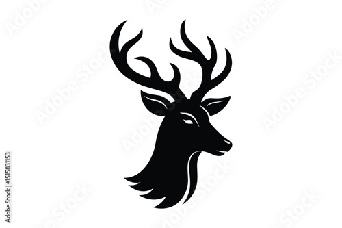 Outline deer head silhouette for eco-friendly and vintage designs