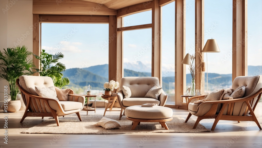 Fototapeta premium Relaxed Stylish Interior Featuring Armchairs: A Perfect Retreat for Relaxation