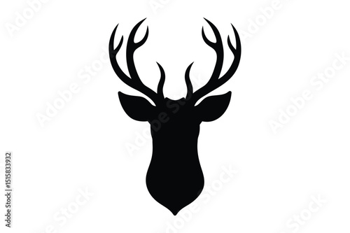 Dark deer head silhouette image suitable for outdoor concept