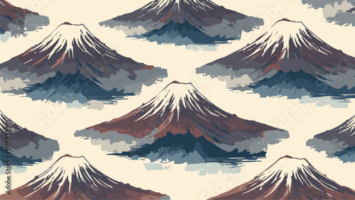 Seamless Japanese Mountain Pattern: Elegant Mount Fuji Design