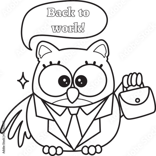 Coloring pages of Sticker of violet owl daily activities.