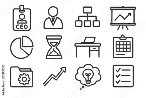 Business icons: management, analytics, and office tools