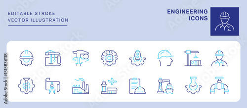 Engineer Icons. Editable Stroke. Set of thin line icons symbol collection.	