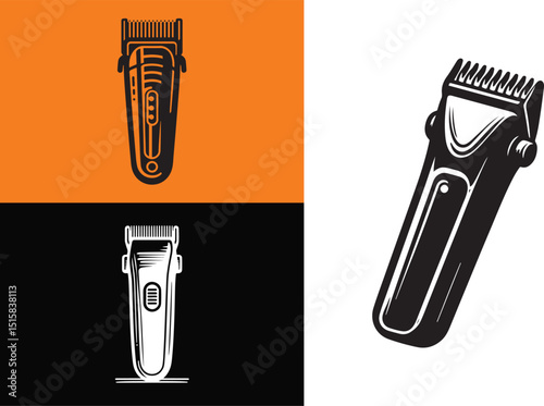 Electric Hair Trimmer Icons in Silhouette Style