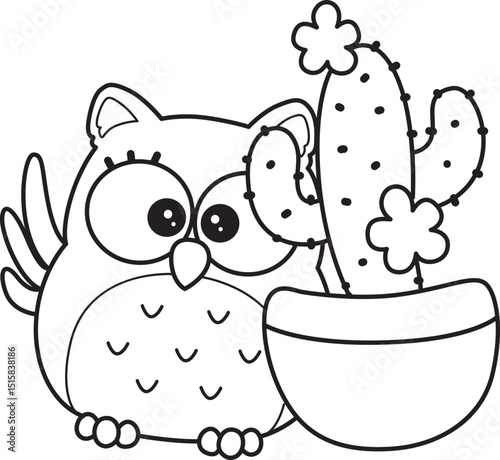 Coloring pages of Sticker of violet owl daily activities.