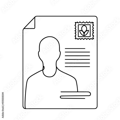 Resume or ID document in linear icon style
