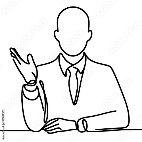 Businessman gesturing during conversation in line art