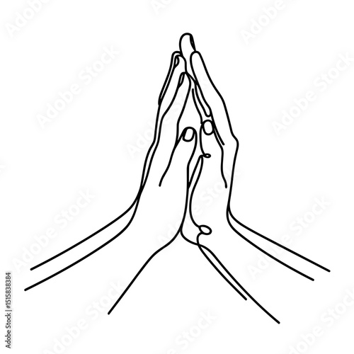 Hands in prayer or gratitude pose in line drawing