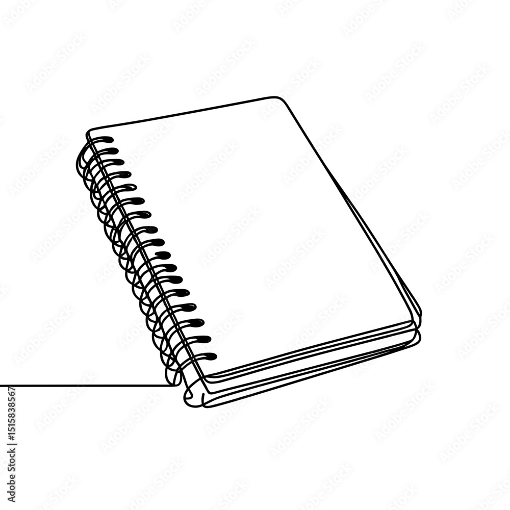 Closed spiral notebook in continuous line art