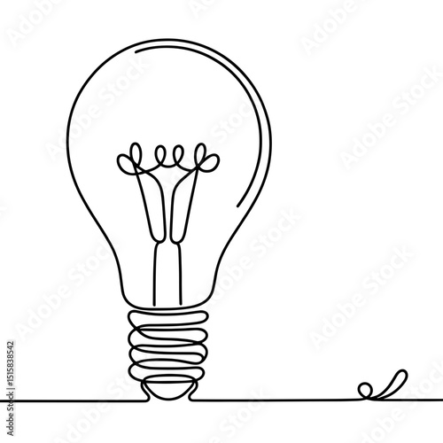 Light bulb as idea symbol in one line sketch
