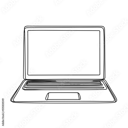Open laptop in minimalist outline style