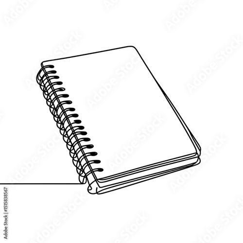 Closed spiral notebook in continuous line art