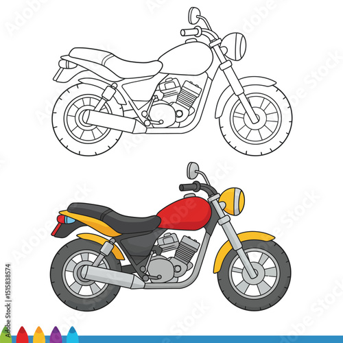 Vector illustration with motorcycle. Vector sketch.