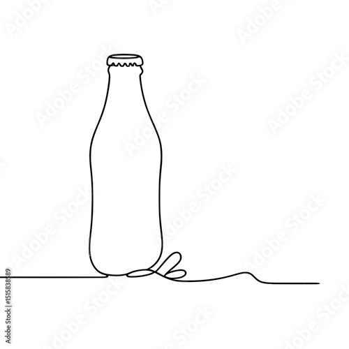 Glass bottle in continuous line drawing style