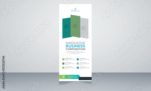 Vector corporate business roll up banner standee pull up banner x banner template design layout
