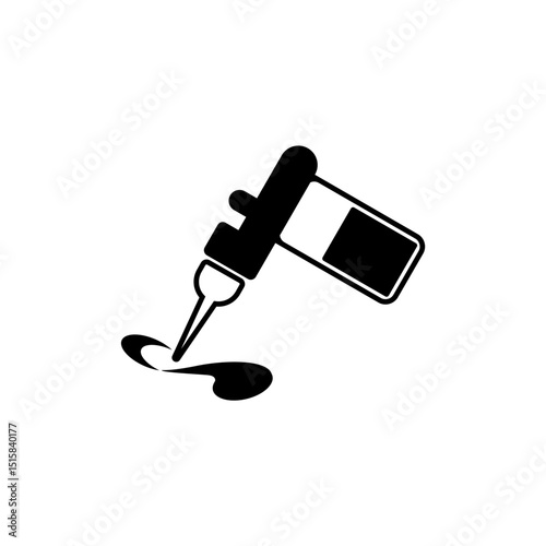 A black and white linear-fill style icon depicting a tattoo machine in action. 
