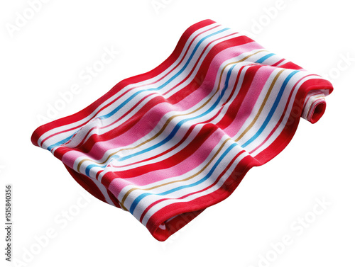 Textile Canvas: A vibrant and visually stunning image of folded striped textile, capturing its colorful patterns and textures in a photorealistic depiction. 