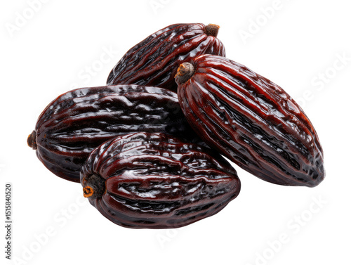 Wallpaper Mural Ajwa Dates Delight: A close-up studio shot showcases a cluster of premium Ajwa dates, their deep, rich color and wrinkled texture highlighted. Torontodigital.ca