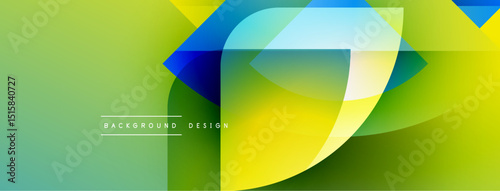 Abstract vibrant design features flowing shapes, gradients. Yellow, green, blue hues create dynamic visual effect. Modern background element.
