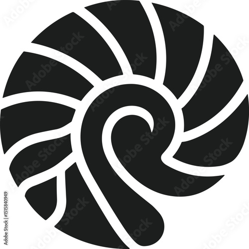 Abstract Spiral Shell Silhouette Vector – Nautical Nautilus Design Illustration
