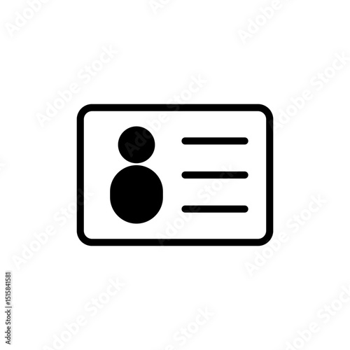 License icon symbol for apps and websites. ID card icon. driver license, staff identification card