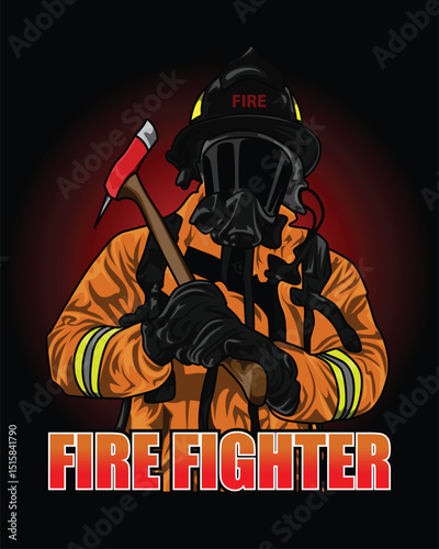 Fire fighter graphic vector illustration