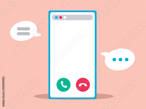 Smartphone with a blank screen isolated on pink background. New message notification, New email pop up. Incoming, open messaging. Chatting, post for banner, UI UX website.
