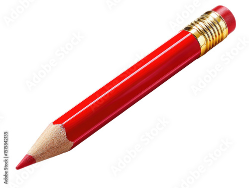 Vibrant Red Pencil: A close-up shot features a striking red pencil, sharpened and ready for use, capturing the essence of creativity, education, and the simple joy of writing. 