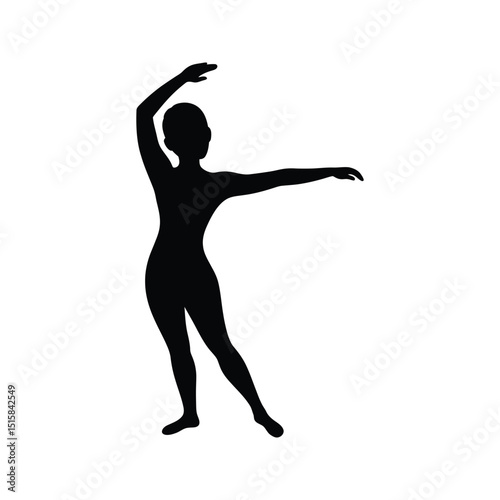 Silhouette of a ballerina graceful dance pose black and white vector illustration elegant dancer artistic movement