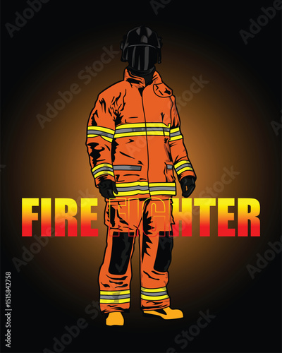 Fire fighter graphic vector illustration