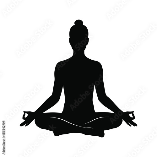 Silhouette of a Woman in Lotus Yoga Pose Meditation Mindfulness Spiritual Practice