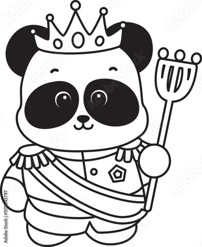 Coloring book of Illustration of cute panda costume icon.