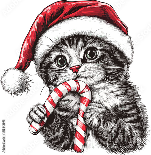 cat in santa claus hat