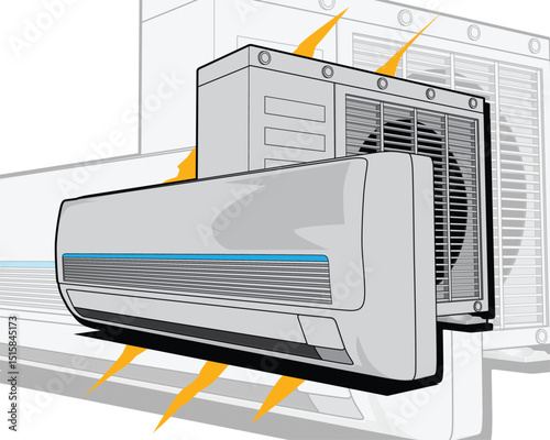 Air conditioner vector illustration drawing