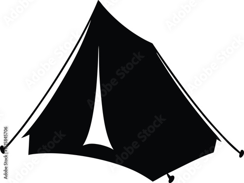 Camping tent silhouette vector, Camper trailer icon symbol. Vector illustration