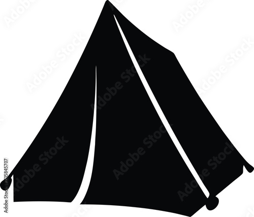 Camping tent silhouette vector, Camper trailer icon symbol. Vector illustration