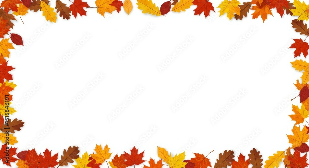 Colorful Autumn Leaves Frame on White Background Colorful Autumn Leaves Frame on White Background