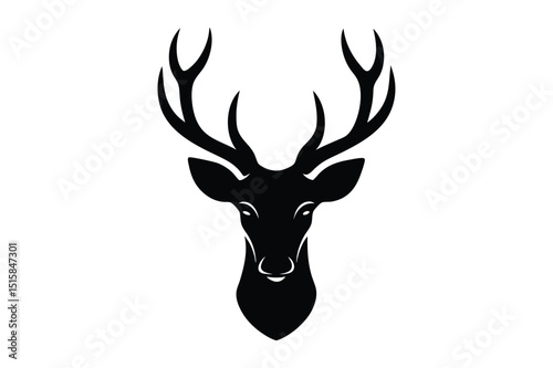 Deer head silhouette art vector perfect for cabin, lodge, or nature decor
