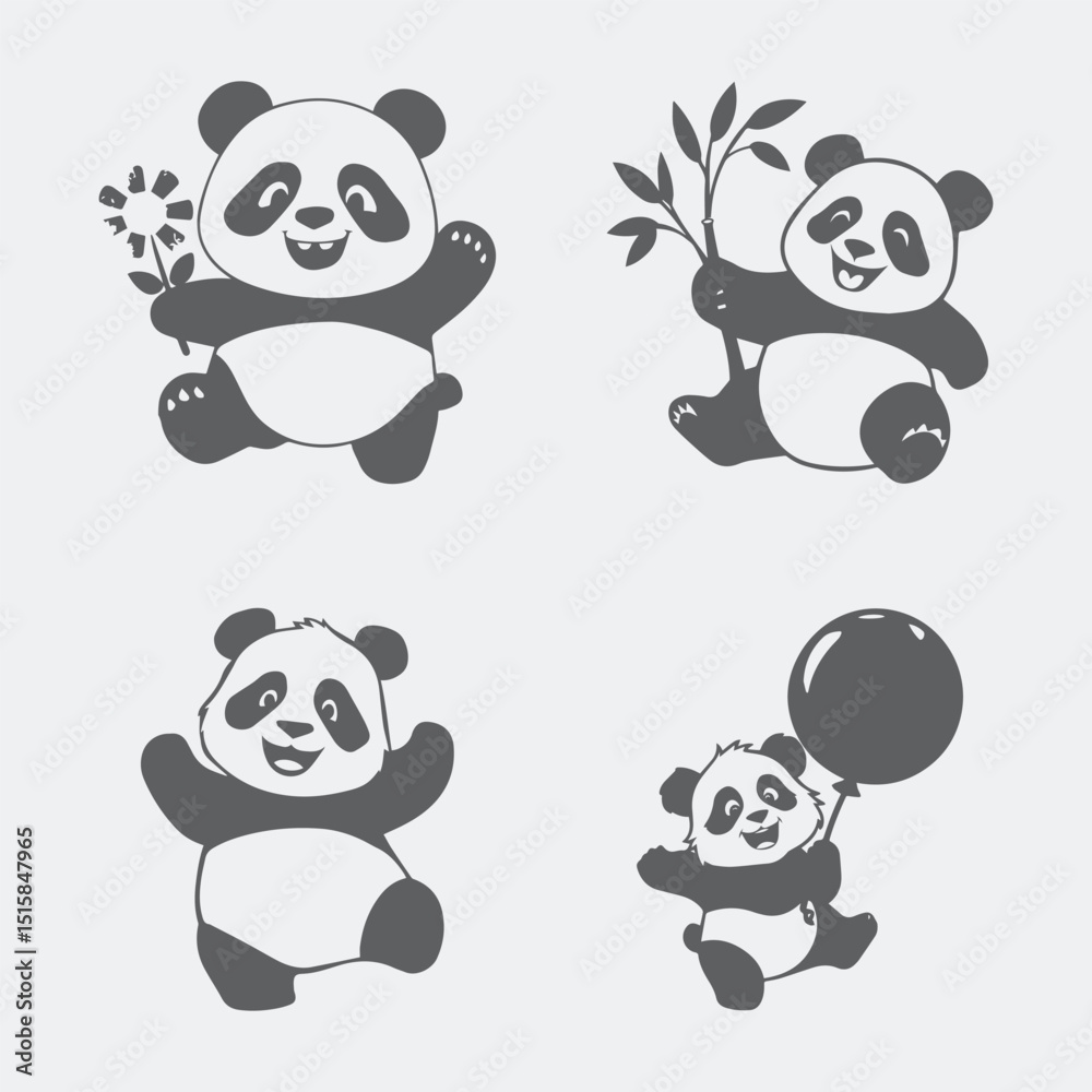 panda and bamboo panda and bamboo