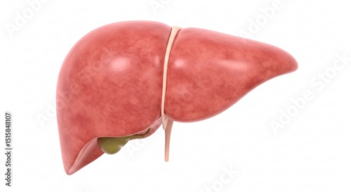 High-quality 3D model of a human liver, isolated on a white background.
