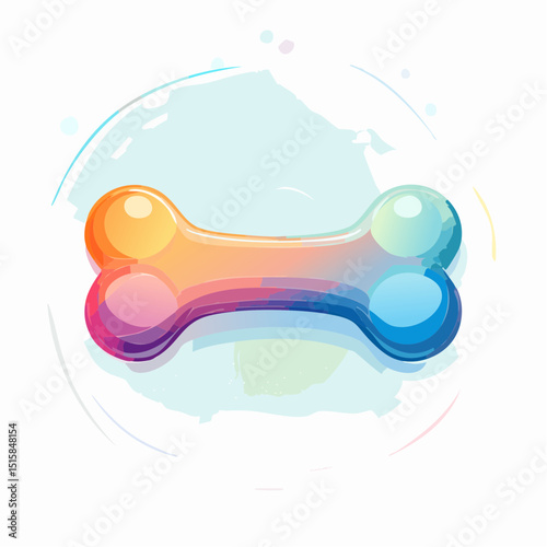 A classic dog chew toy bone with soft edges in bright colors