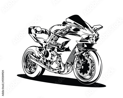 Black and white motorcycle superbike vector illustration